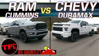IT'S ON - Ram 2500 HD Cummins vs Chevy Silverado HD Duramax vs Ike Gauntlet!