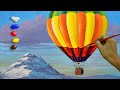 How to Paint Hot Air Balloon with Snowy Mountain in Acrylic / Time-lapse / JMLisondra