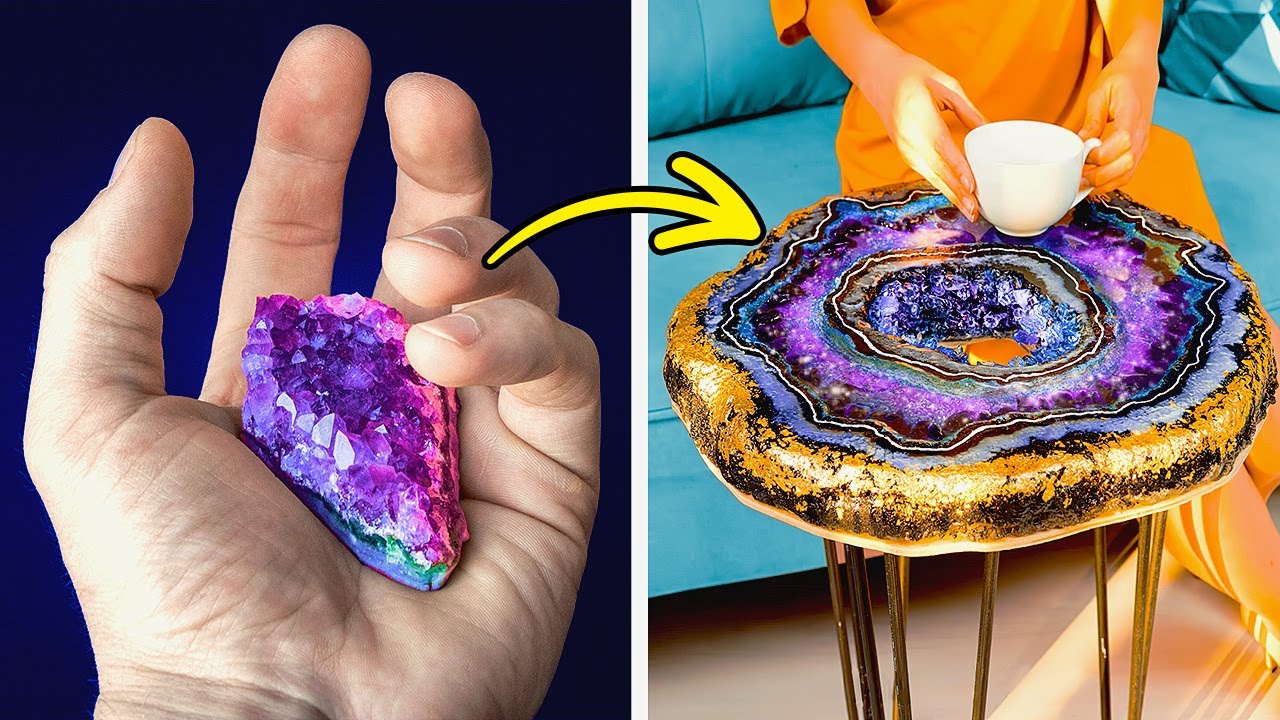 Fantastic Geode Table Made From Cement And Epoxy || Giant DIY House Crafts And DIY Furniture