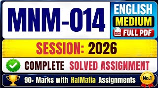 IGNOU MNM 014 Solved Assignment 2026