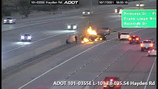 Fatal, fiery crash closes portion of Loop-101 in Scottsdale