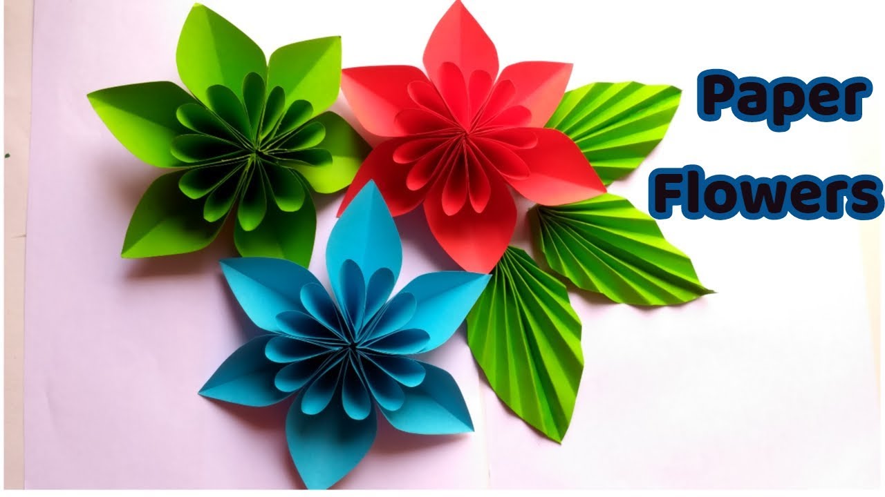 Origami Flowers With Leaf. YouTube