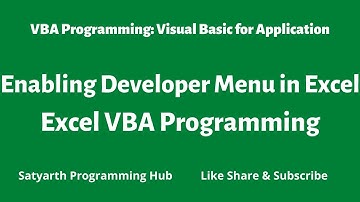 Enabling Developer Menu in Excel | Excel VBA | Visual Basic for Application