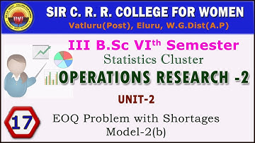 17. BSc 3/6 - Operations Research 2 - Unit 2 - EOQ Problem with Shortages -  Model - 2(B)