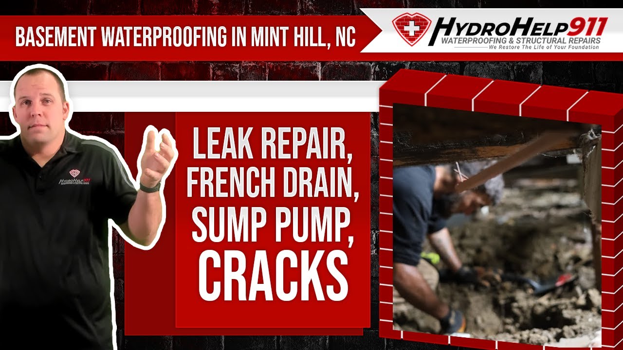 Basement Waterproofing in Mint Hill, NC Leak Repair, French Drain