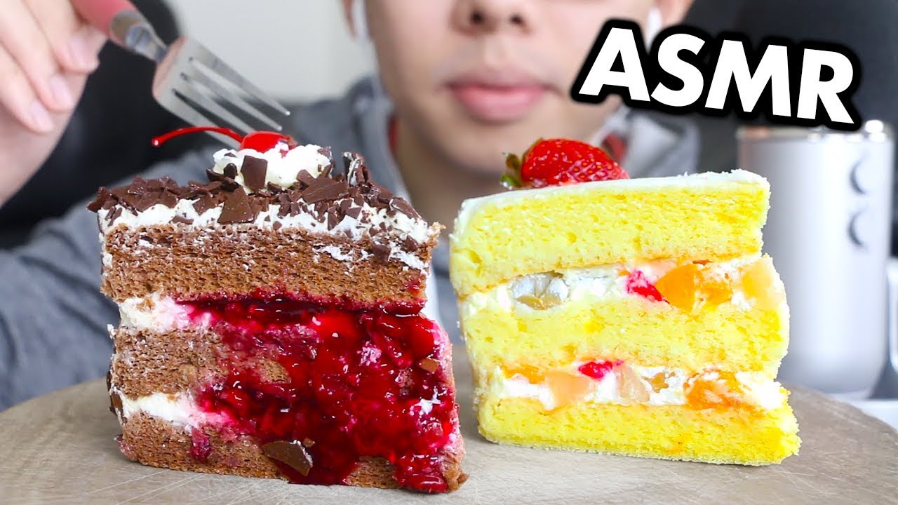 ASMR Cake Mukbang (Chocolate & Vanilla) *No Talking* [Soft Eating Sounds] | Eating Cake