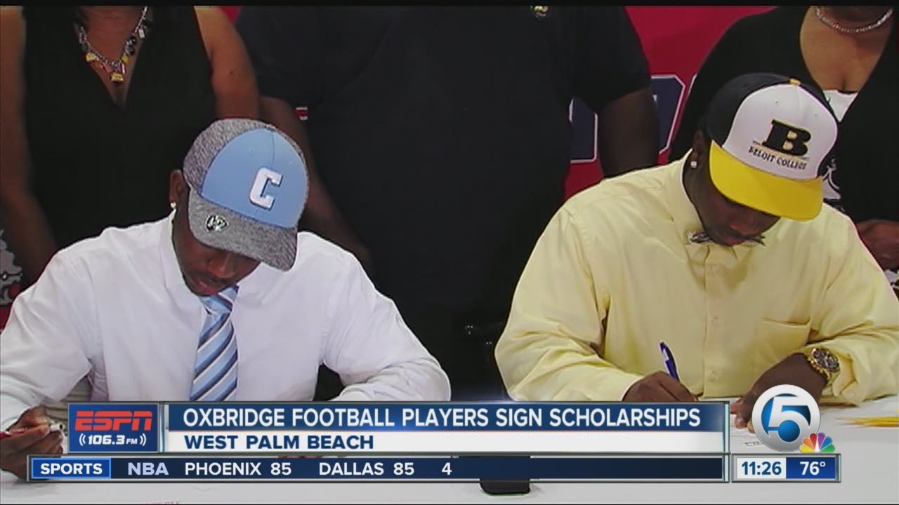 Oxbridge Academy football players sign scholarships YouTube