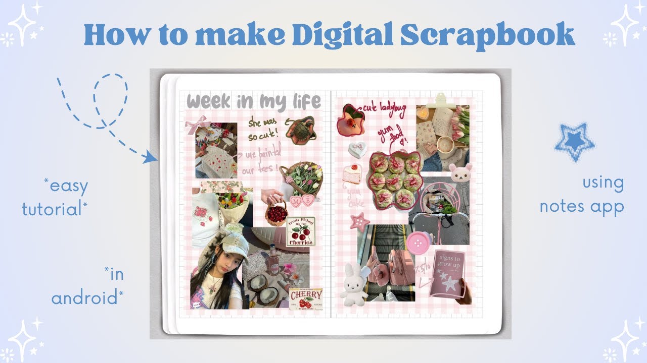 How to make Digital Scrapbook Journal using notes app in android🩷🎀📝