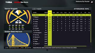 IGNBA 2K26: Nuggets/Warriors box score