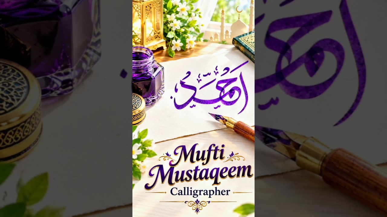 Beautiful Name Ahmad Calligraphy Arabic Calligraphy With Sketch Pen #arabicart #calligrphylearning