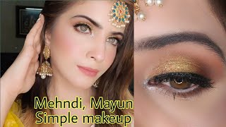 Mehndi Mayun Easy Simple Makeup Tutorial | Mehndi Night Makeup Look | Easy Mehndi Look hairstyle screenshot 3