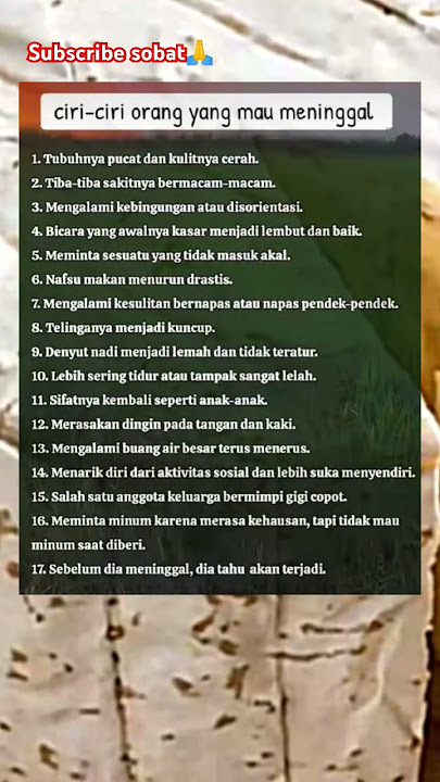 Ciri ciri orang yg mau meninggal