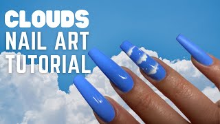 Clouds Nail Art | Easy Tutorial Using Dotting Tool & French Tip Nail Art Brush