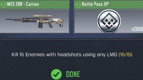 Call Of Duty Mobile Kill 15 Enemies with headshots using any LMG Task Complete