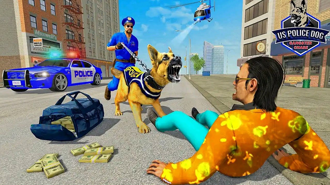US Police Dog Crime Chase Shooting Games: City Chase Mode #2 - Android iOS Gameplay