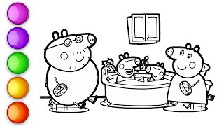 How to Color Peppa Pig taking a bath ⭐ 🛁