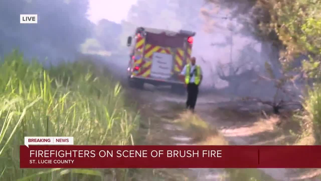 Firefighters on scene of brush fire in St. Lucie County - YouTube