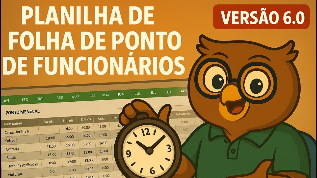 Planilha de Folha de Ponto de Funcionários em Excel 6.0