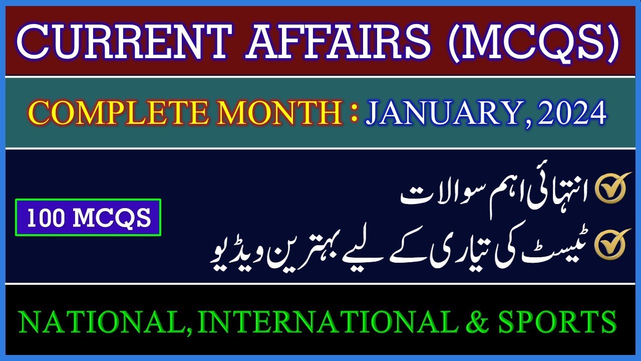 January 2024 Complete Month Current Affairs Mcqs | Top Current Affairs ...