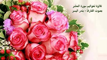تلاوة رائعة لخواتيم الحشر بصوت القارئ بندر اليسر