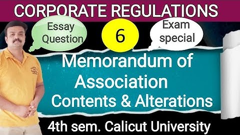 Memorandum of Association /Definition/ Contents and alteration/Corporate Regulations/Malayalam