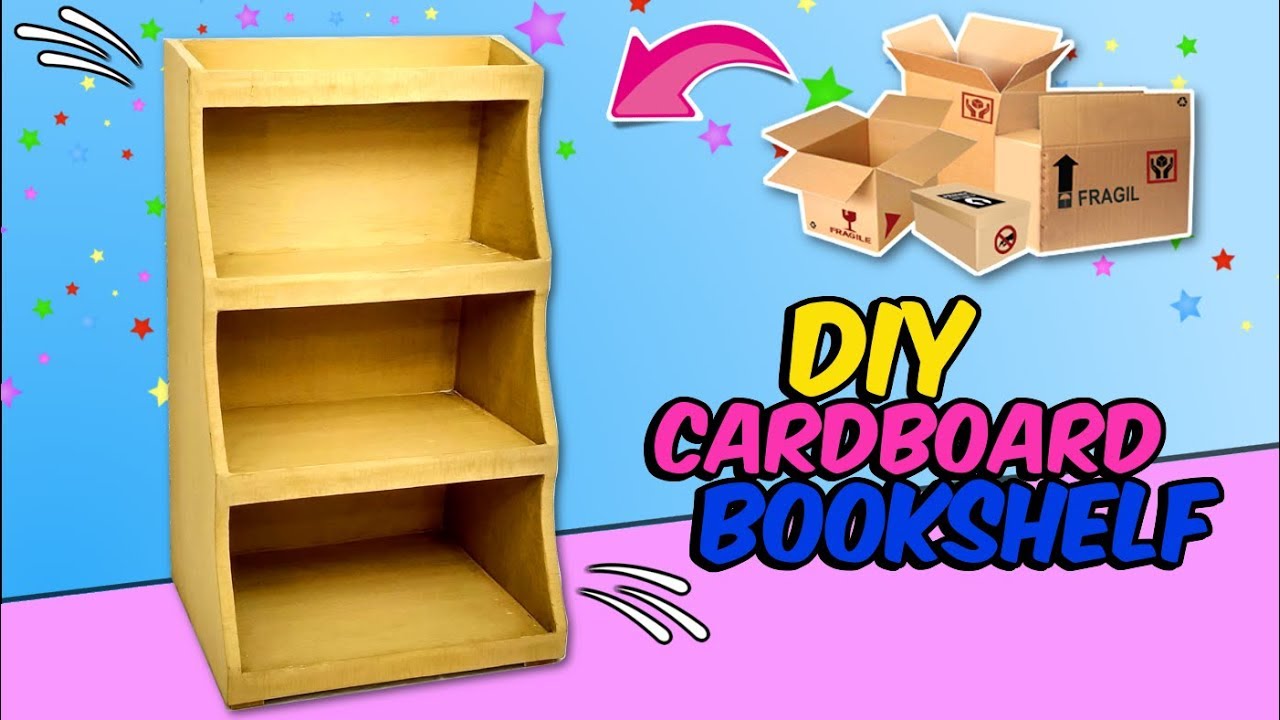 Best Out Of Waste Material Bookshelf Easy Cardboard Craft Idea