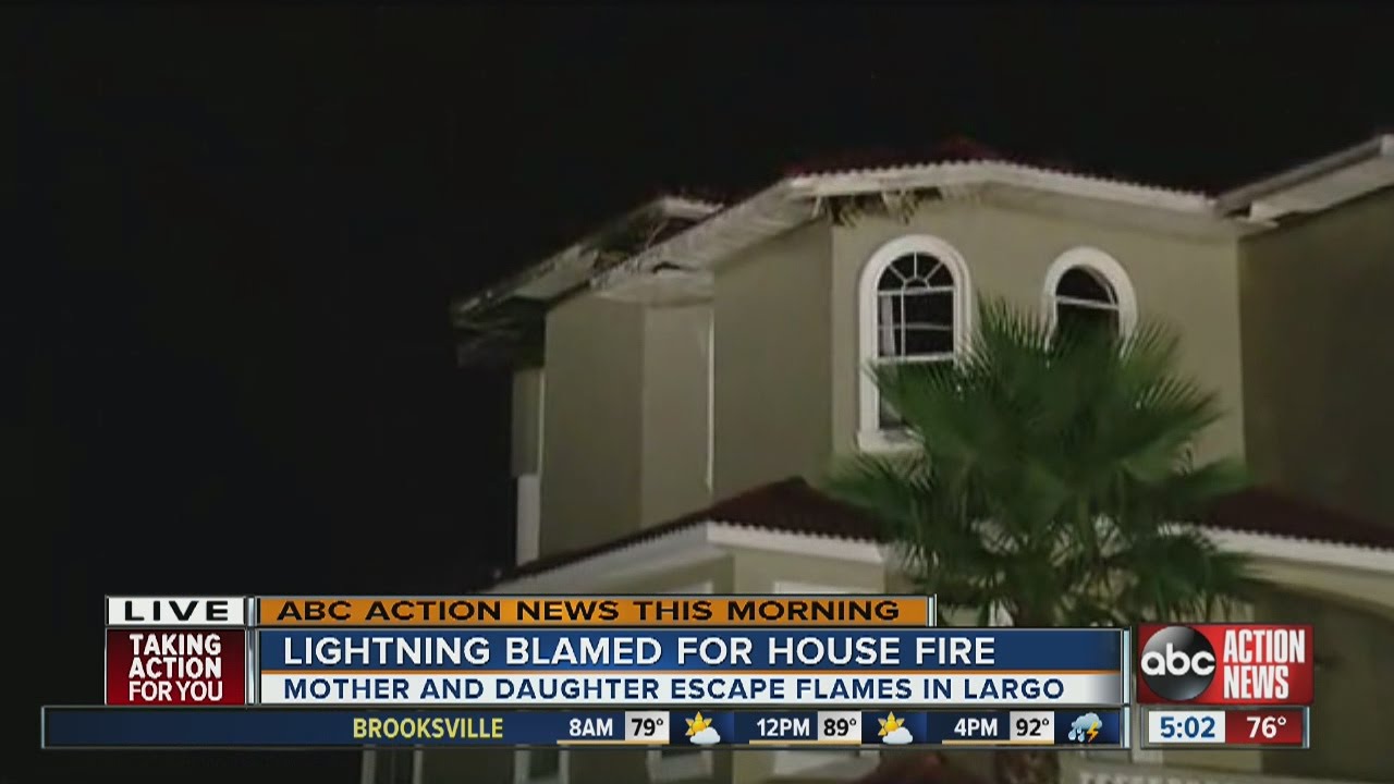 Lightning blamed for house fire in Largo - YouTube