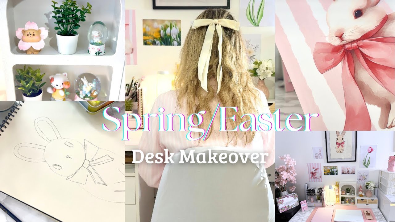Aesthetic Spring Desk Makeover 🌷 | Cozy Easter Decor & DIY - YouTube