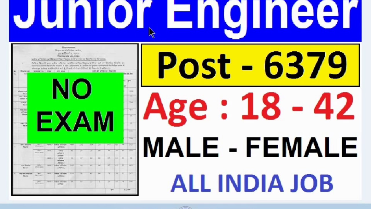 Bihar Junior Engineer Recruitment 2019 | BTSC JE Vacancy 6379 Post | No Exam / Interview