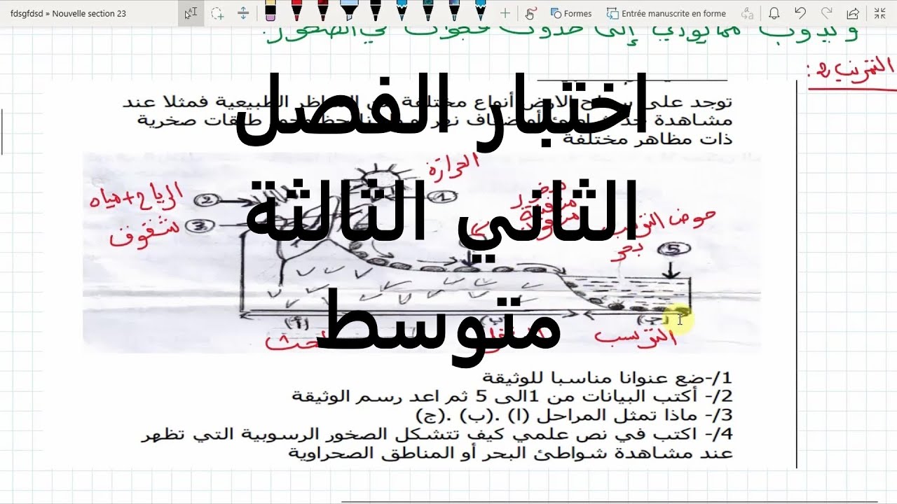اختبارالفصل الثاني علوم طبيعية السنة الثالثة متوسط
