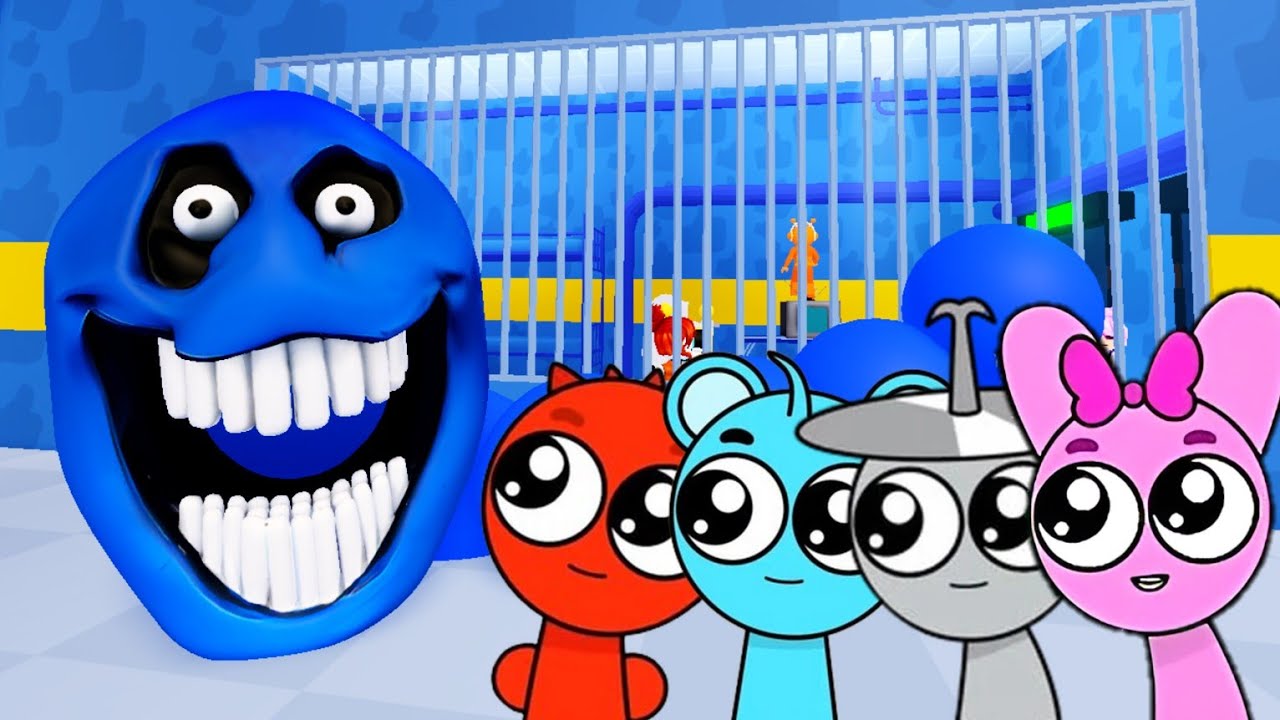 Sprunki Raddy Blue Sprunki Baby Raddy & Sky & Clukr & Pinki Played Blue Hungry Worm Prison ...