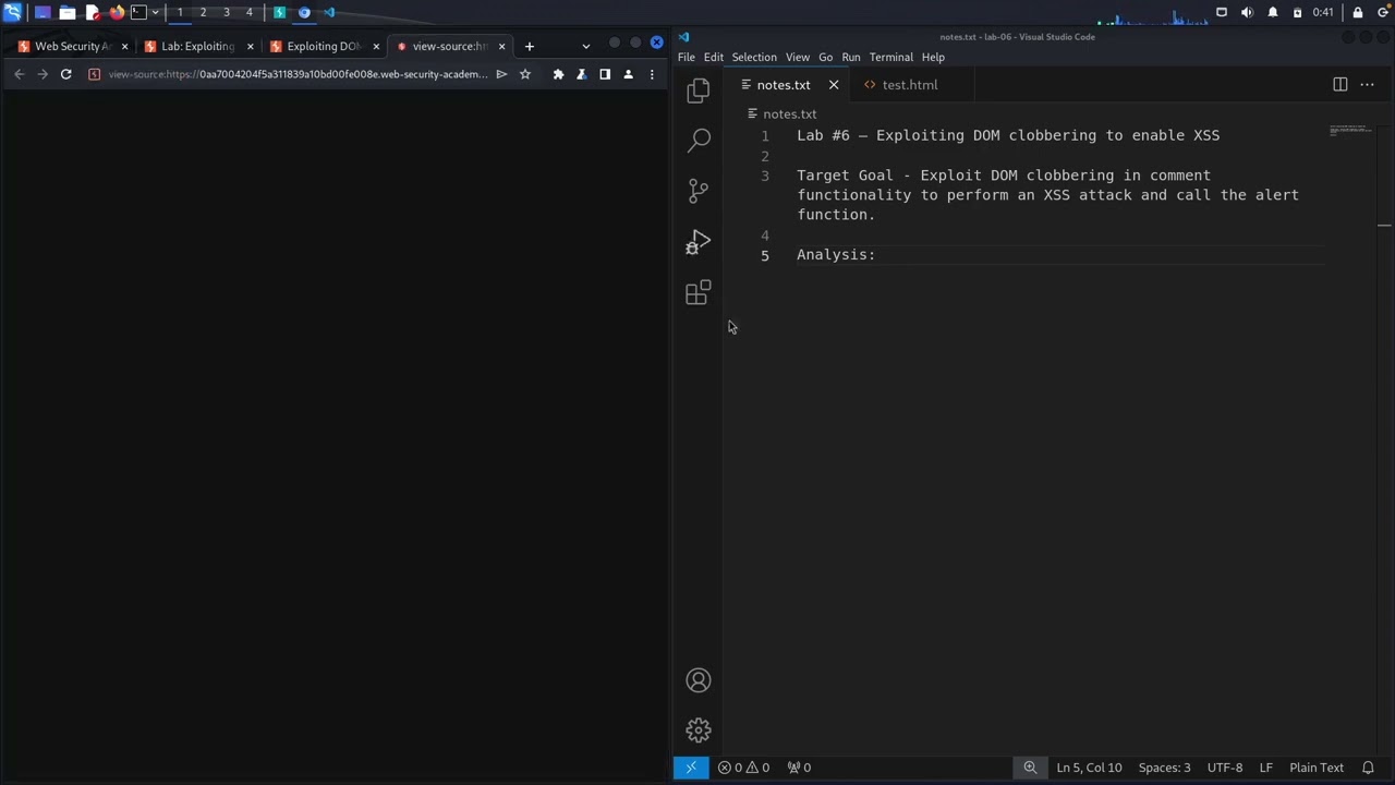 07 Lab #6 Exploiting DOM clobbering to enable XSS
