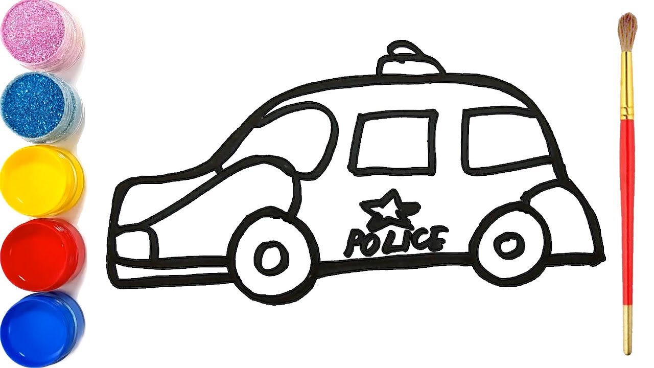 Xe Cảnh Sát Cho Bé Vẽ Và Tô Màu | Dạy Bé Vẽ | Dạy Bé Tô Màu | Police Car  Coloring Pages For Kids - Youtube