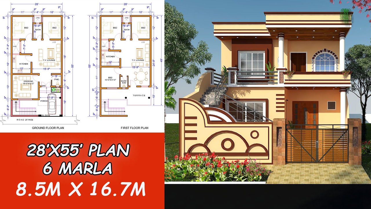 28X55 Ghar Ka Naksha 28X55 House Plan 1540 Square Feet 