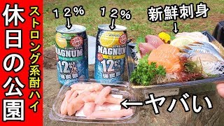 公園で一人宴会【ストロング酎ハイ１２％】秋の昼を優雅に楽しむ