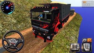 BUSSID Mod | 💥Bharat Benz Truck Loaded with Sand Traverss Dangerous Small Mountain Pass😱 screenshot 4
