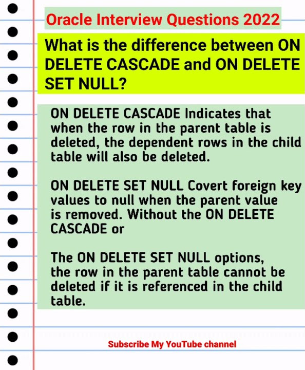 What is the difference between on delete cascade and on delete set null