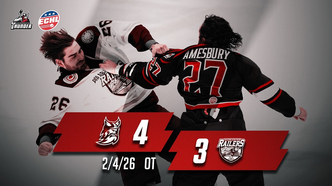 2/4/26 Highlights Worcester Railers 3 - Adirondack Thunder 4 (OT)