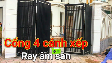 Cổng xếp 4 cánh ray âm sàn - bản lề cổng tự động | Trinh AGS