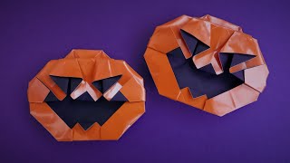 картинка: Оригами тыква на Хэллоуин 🎃 Как сделать тыкву из бумаги 🎃 Декор Хэллоуин 🎃 Halloween Pumpkin Origami