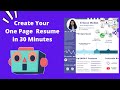 How to Create a One Page Resume #singlepageresume #figma #handcraftyourresume #resumetips