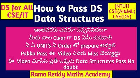 JNTUH DS R18 | Data Structures | Very Important Questions in DS CSM | @ramareddymathsacademy