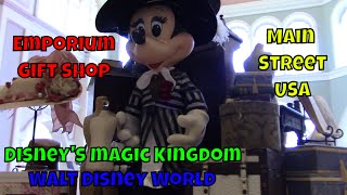 Emporium - Magic Kingdom at Walt Disney World
Emporium is the largest gift shop located at the Magic Kingdom in Walt Disney World. The Emporium first opned in 1971, has seen numerous expansions as stores next to it have closed. Although stores have closed and the Emporium has expanded, the facades have stayed, such as the Arcade.
The Emporium has all the Disney themed souvenirs you could ever want. From the tradistional Shirts, Hats and Plush Characters, you will find Kitchen ware. Separated by rooms with a differemt theme like Mens Ware, Childrens, Toys and Games and Headware. They even have smaller cheap Souvenirs under $5.00 for kids. Emporium - Magic Kingdom at Walt Disney World