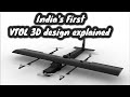 Make in India VTOL (Quad plane) UAV 3D design explain.