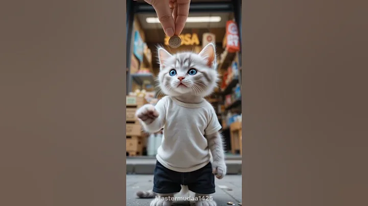 Watch the video about The bullied gray-white cat works hard to get chocolate🍫#shorts#cat#funny#cute#trending#fyp#ai