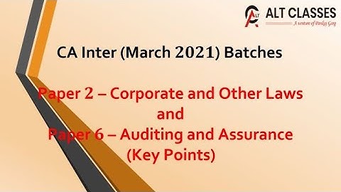 Introductory Lecture of Inter - Law and Audit (March. 2021 Batches)