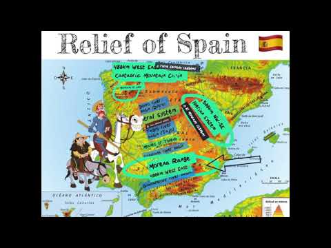 Relief of Spain: mountain systems and river basins.