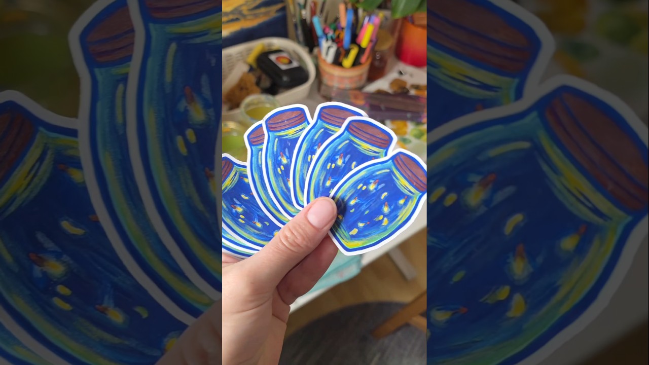 I love creating stickers!!😍 I made the firefly jar with acrylic markers, so fun! What do you think?🌑