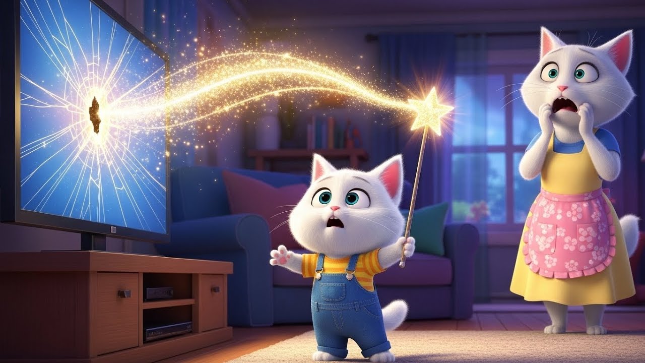 Little Cat Smashed The TV 📺 Because Mom Didn't Play Baby Shark 🦈 Then Fixed It With Magic ✨