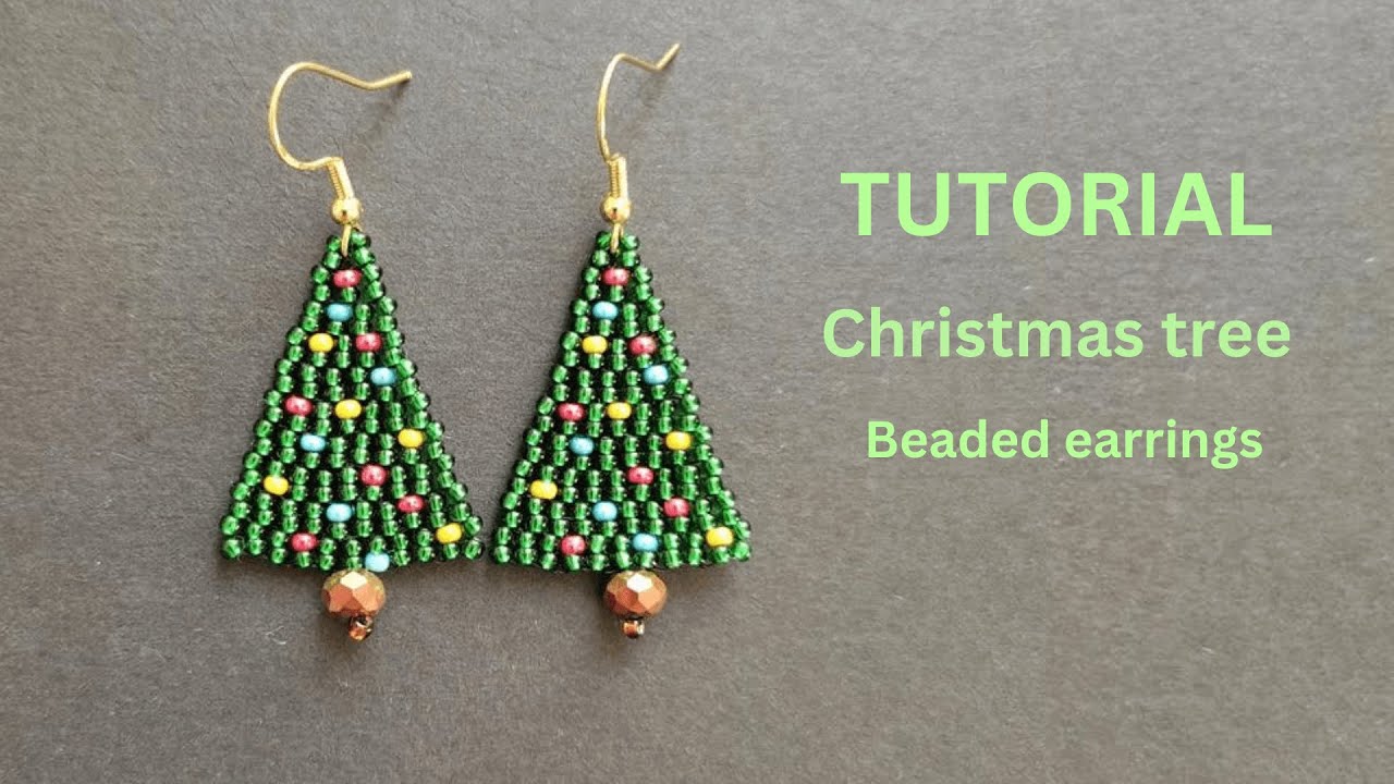 Christmas tree beaded earrings tutorial, DIY Christmas Earrings - YouTube